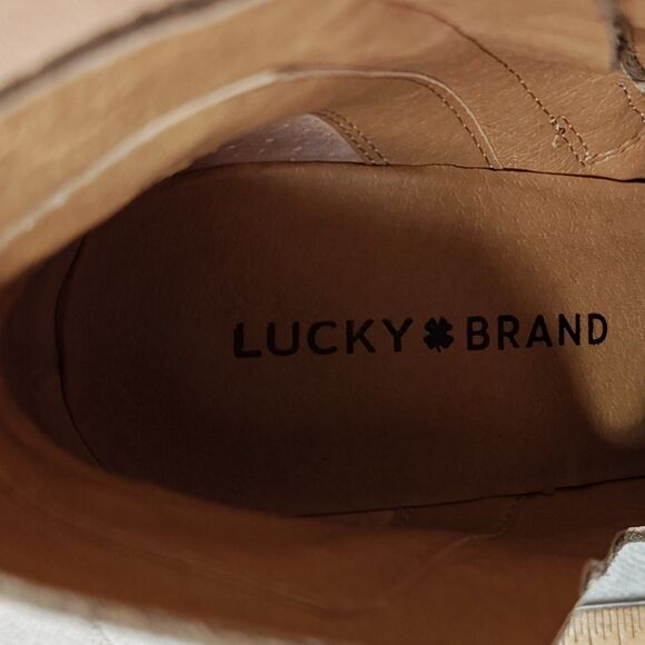 Lucky Brand Yabba Wedge Bootie Women's Size 7.5M EU 38 Olive Green Suede Leather - Picture 9 of 10